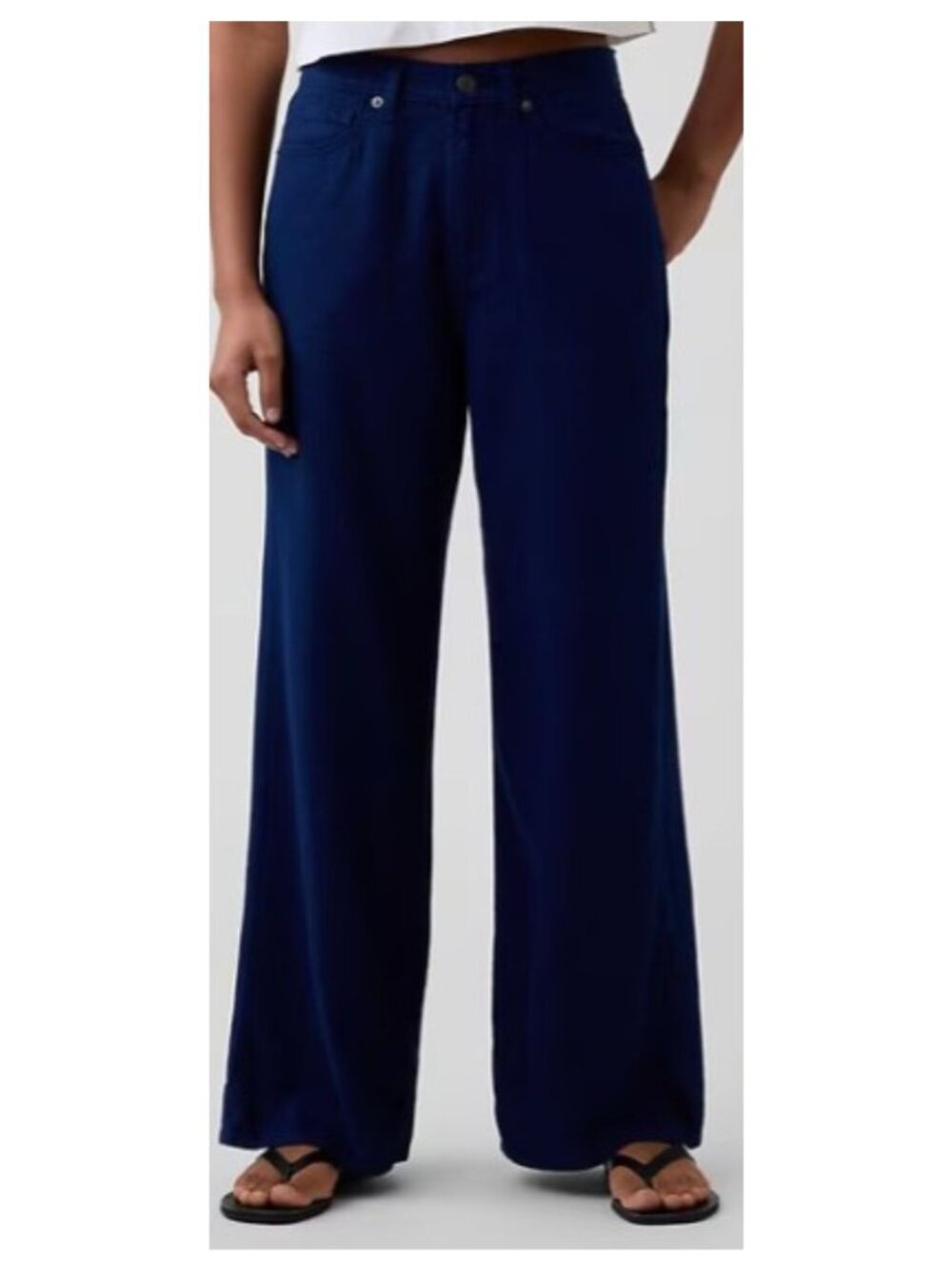 Blue GAP Linen Blend Wide-leg Pant - Size 10